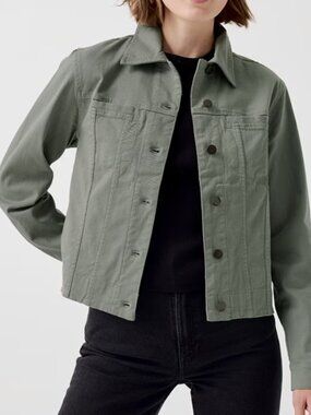 NWT Pact Women's Size Small Green Stretch Twill Denim Jacket